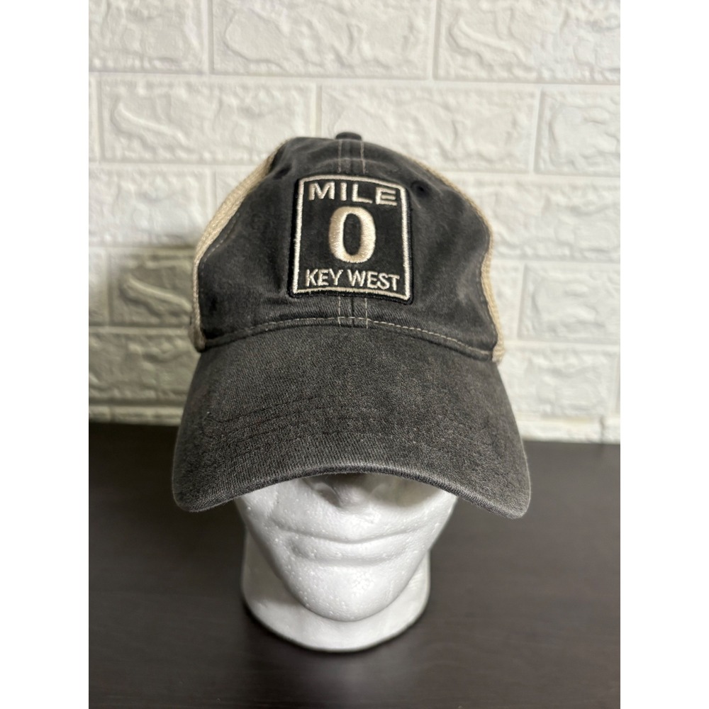 Mile 0 Key West Hat ETO Apparel Trucker Cap Tan Beige‎ Black